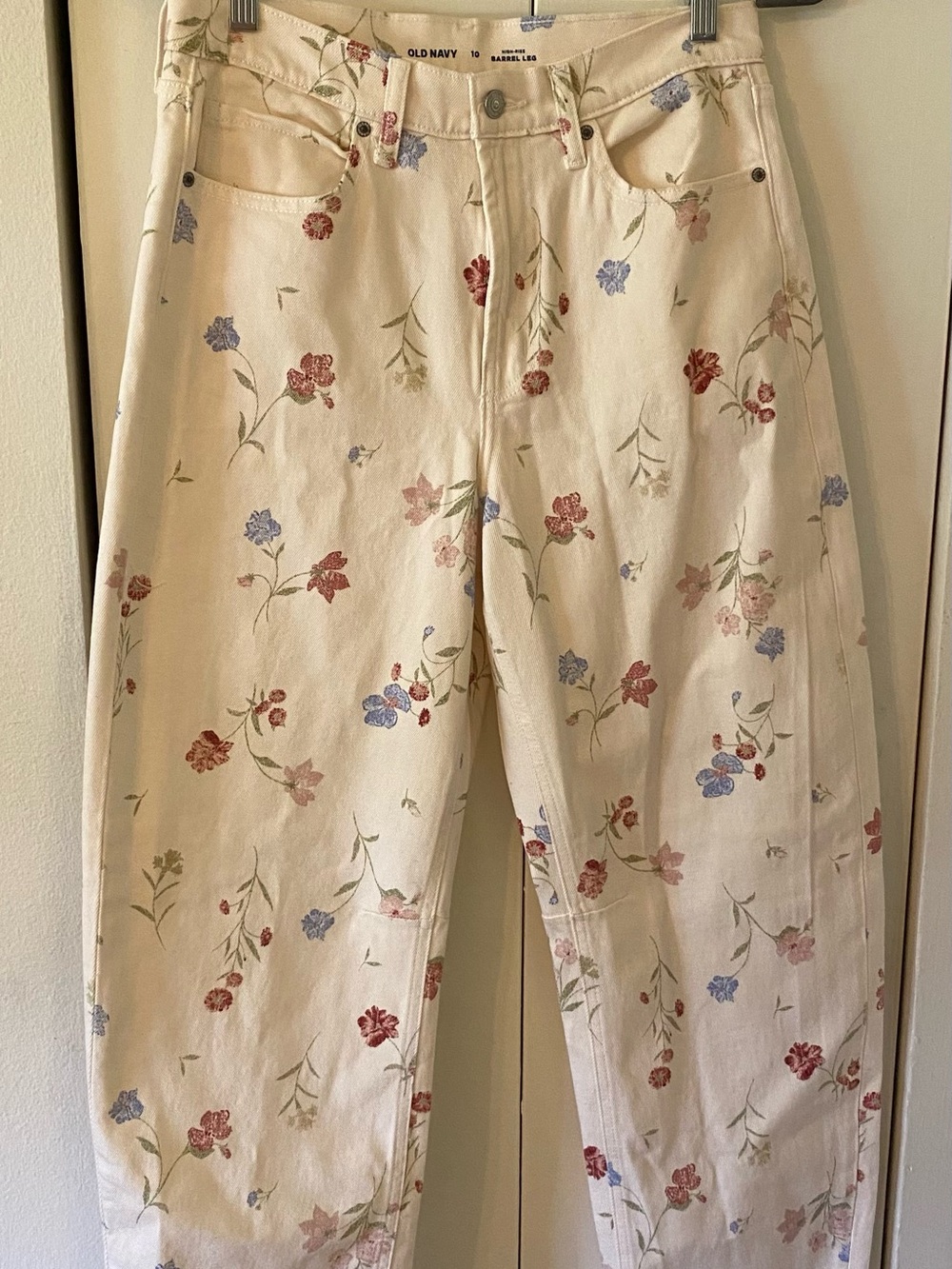 Old Navy Cream Floral Wide Leg Jeans NWOT